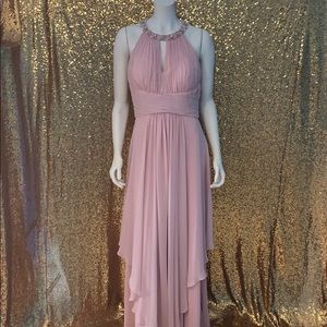 Soft rose floor length gown